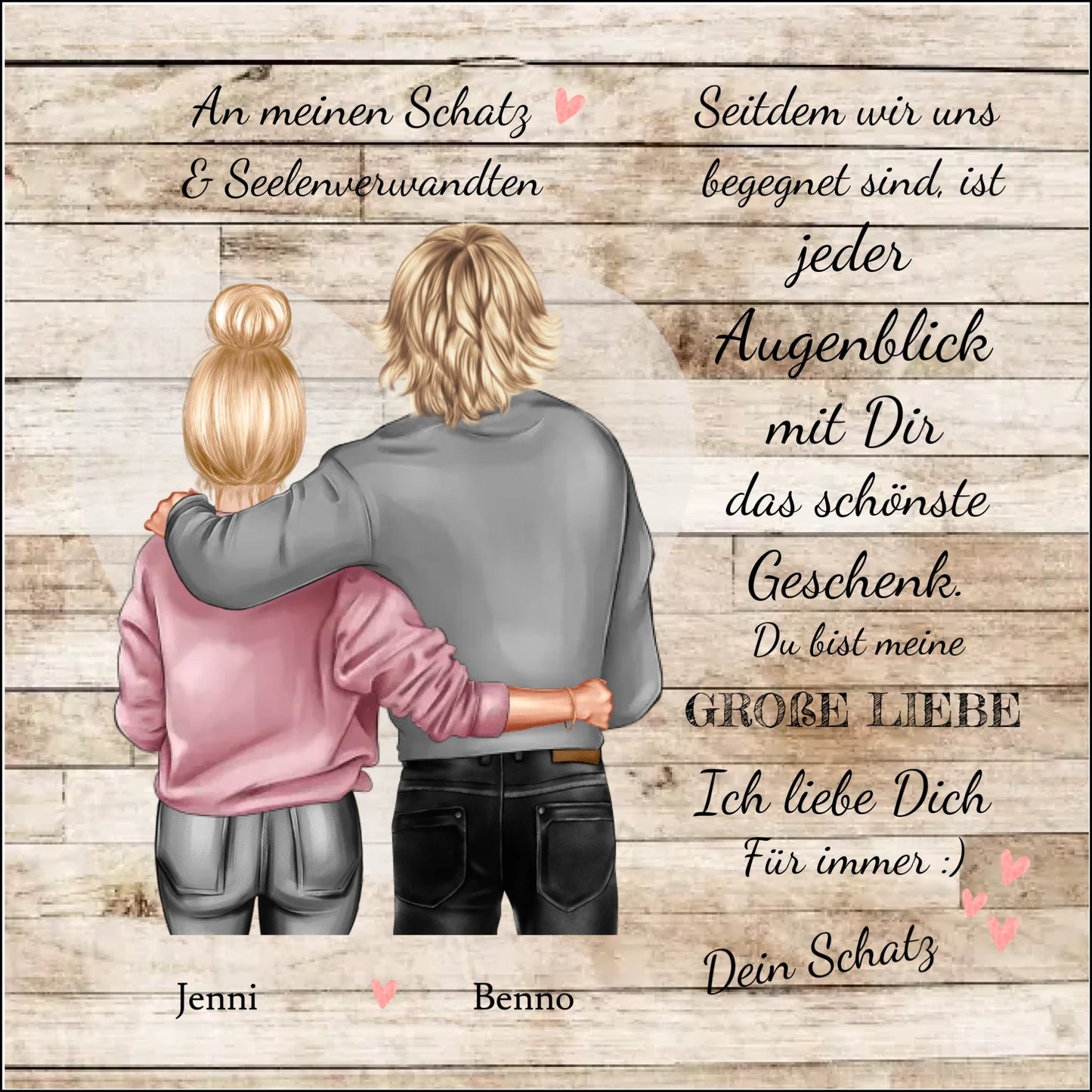 An meinen Schatz - Poster personalisierte Paarleinwand - Geschenk für Sie - Geschenk für Ihn Leinwanddruck Leinwandbild