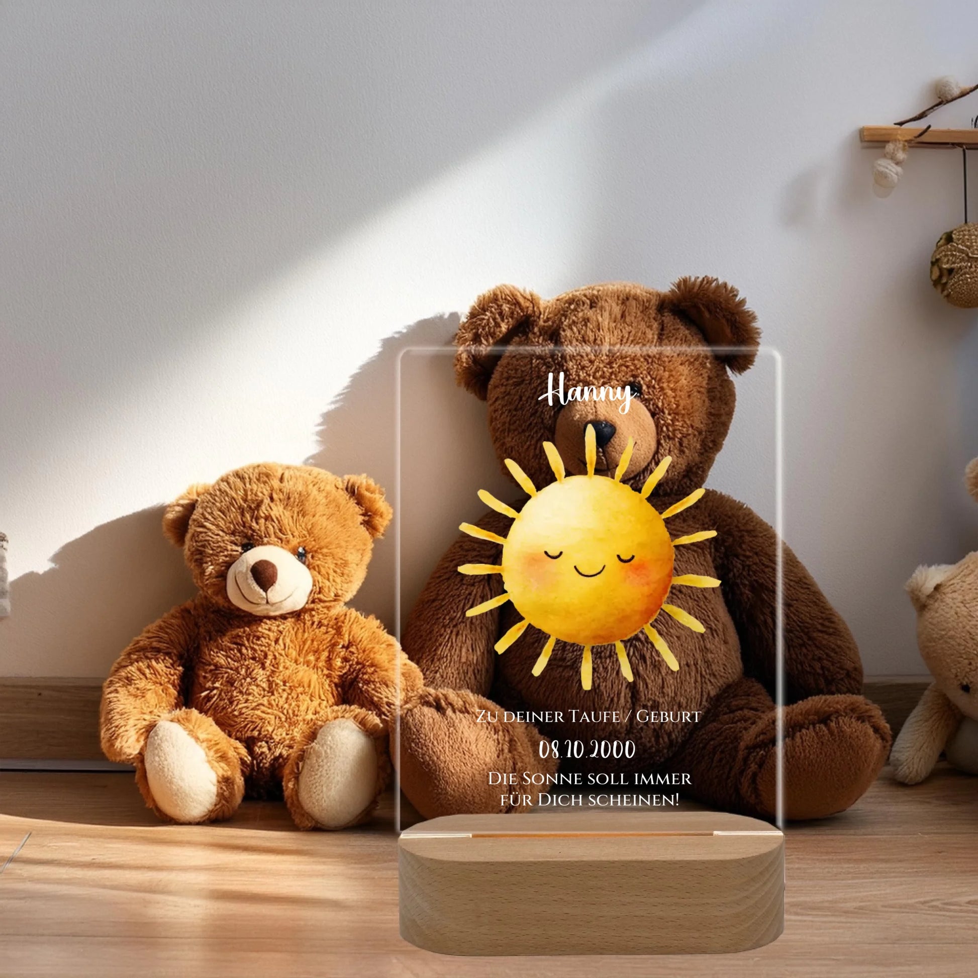 Zur Taufe Taufgeschenk / Geburtsgeschenk - Personalisiertes Baby & Kinder - LED Nachtlicht SONNE