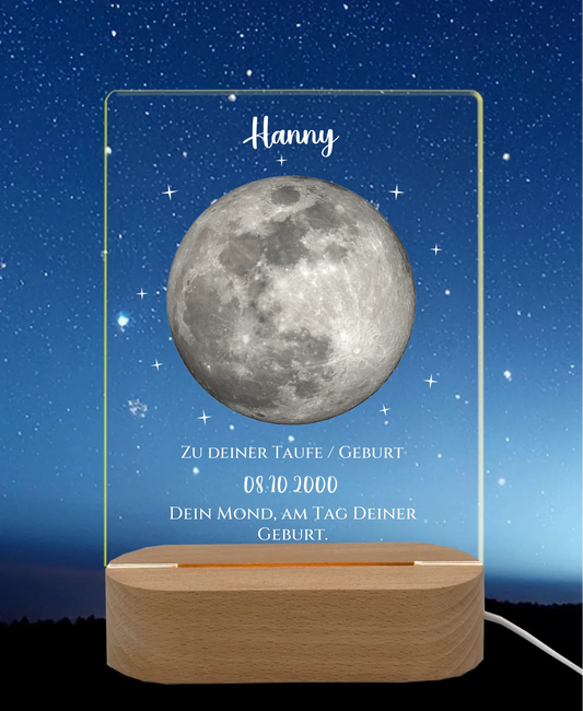 Zur Taufe Taufgeschenk / Geburtsgeschenk - Personalisiertes Baby & Kinder - LED Nachtlicht DEIN MOND LED-Nachtlicht für Erwachsene & Kinder rechteckig Transparent