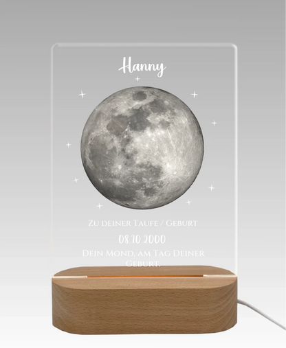 Zur Taufe Taufgeschenk / Geburtsgeschenk - Personalisiertes Baby & Kinder - LED Nachtlicht DEIN MOND