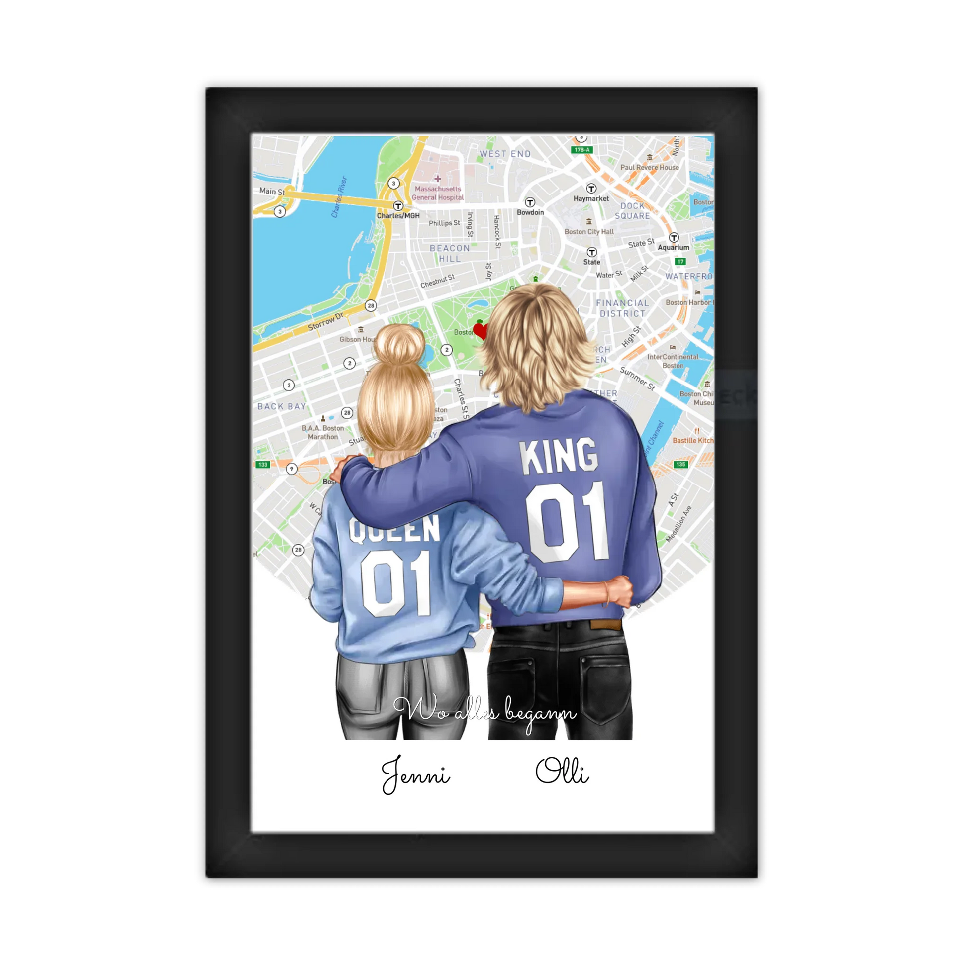 Personalisiertes Poster Geschenk für Freund / Freundin & Partnerin/Partner Gerahmtes Poster schwarz Holzflair Schwarz