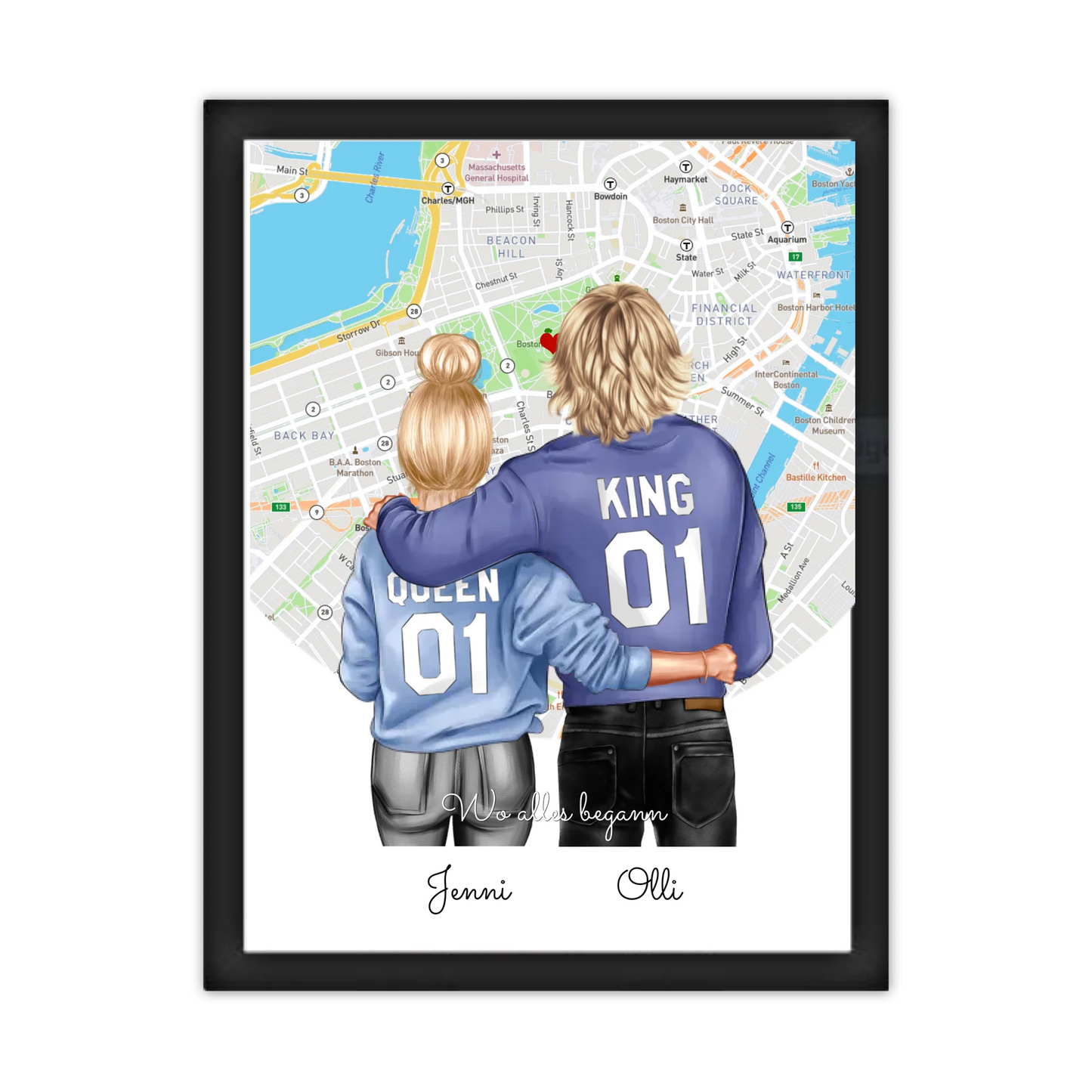 Personalisiertes Poster Geschenk für Freund / Freundin & Partnerin/Partner Gerahmtes Poster schwarz Holzflair Schwarz