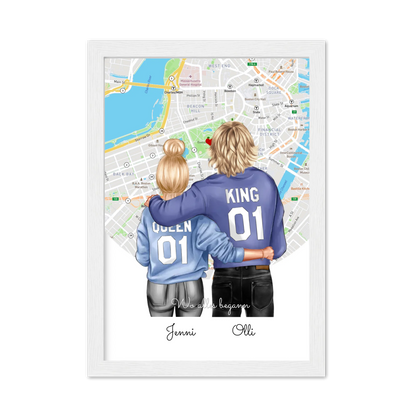 Personalisiertes Poster Geschenk für Freund / Freundin & Partnerin/Partner Gerahmtes Poster weiß Holzflair Weiß