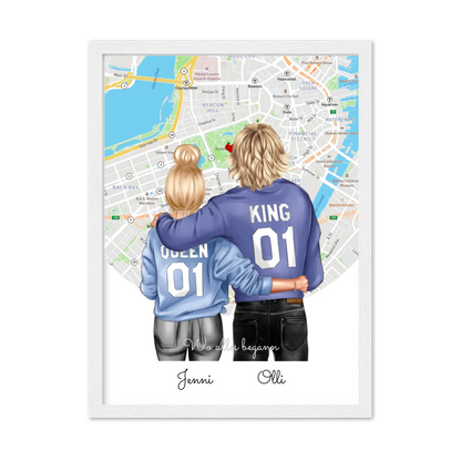 Personalisiertes Poster Geschenk für Freund / Freundin & Partnerin/Partner Gerahmtes Poster weiß Holzflair Weiß