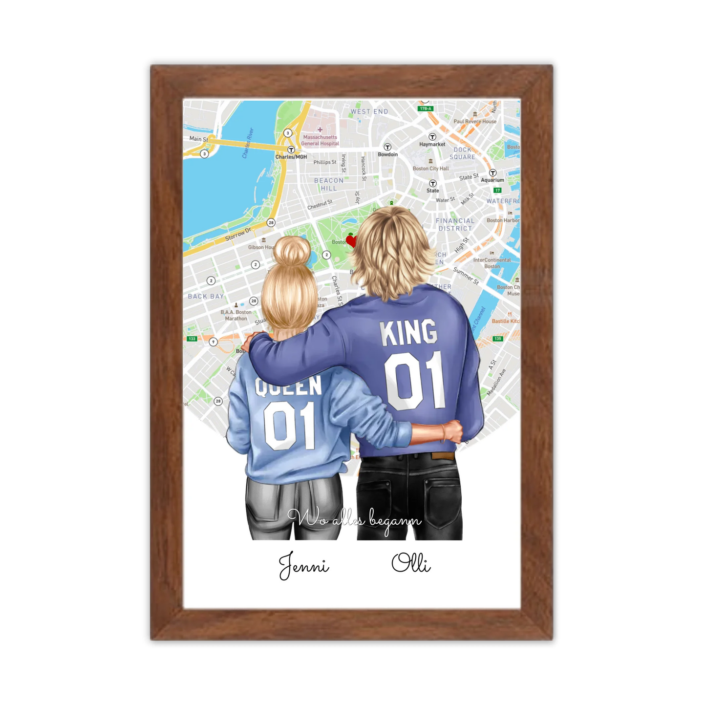 Personalisiertes Poster Geschenk für Freund / Freundin & Partnerin/Partner Gerahmtes Poster Walnussflair Walnussflair