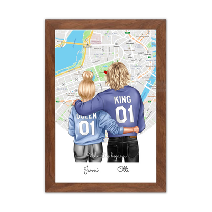 Personalisiertes Poster Geschenk für Freund / Freundin & Partnerin/Partner Gerahmtes Poster Walnussflair Walnussflair