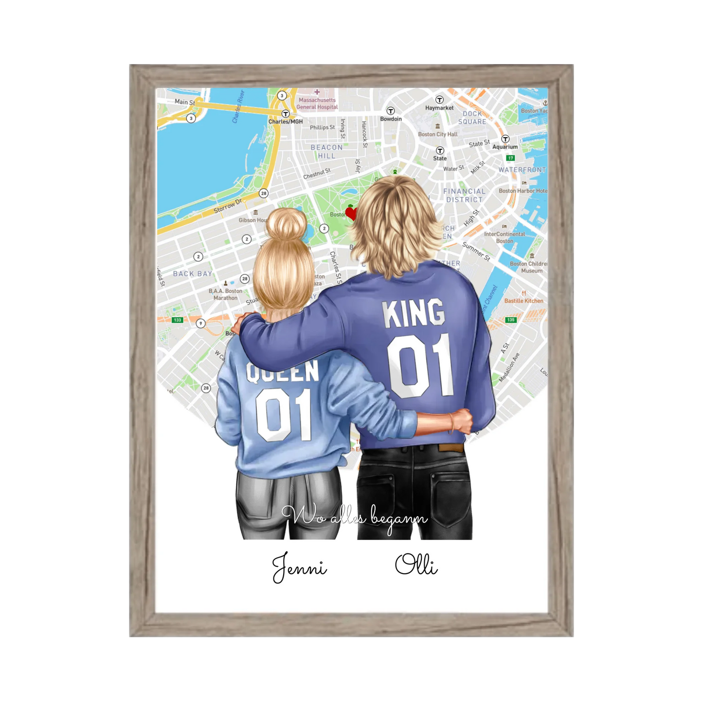Personalisiertes Poster Geschenk für Freund / Freundin & Partnerin/Partner Gerahmtes Poster Eichenflair Eichenflair