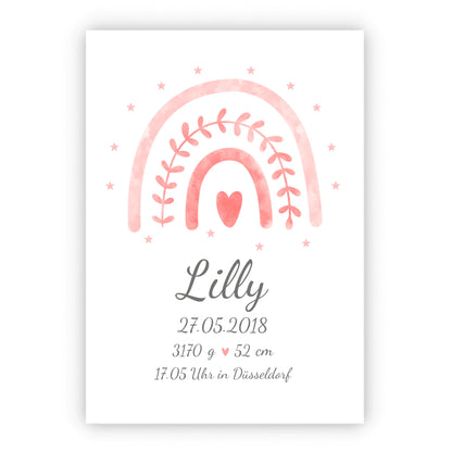 Personalisiertes Poster Geschenk zur Geburt & Taufe | Geburtsanzeige & Taufgeschenk Regenbogen Poster Poster