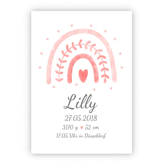 Personalisiertes Poster Geschenk zur Geburt & Taufe | Geburtsanzeige & Taufgeschenk Regenbogen Poster Poster
