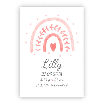 Personalisiertes Poster Geschenk zur Geburt & Taufe | Geburtsanzeige & Taufgeschenk Regenbogen !!! Digitale Datei zum Selberdrucken - kein Poster !!! Digitale Datei zum Selberdrucken - kein Poster A4 A3 A2
