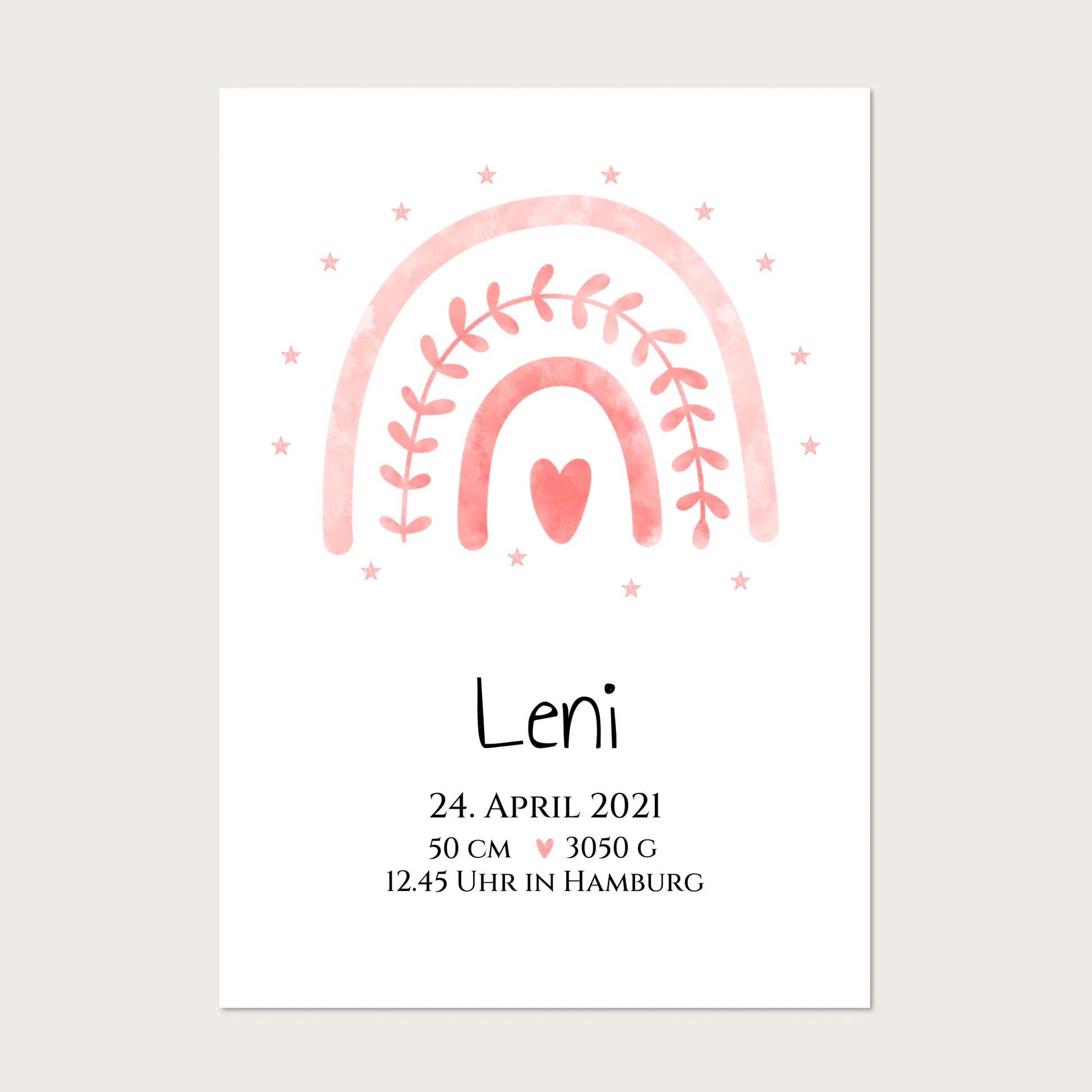 Personalisiertes Babygeschenk zur Geburt & Taufe mit Regenbogen, Geburtdaten oder Taufdaten - Taufgeschenk Geschenkidee Posters Poster