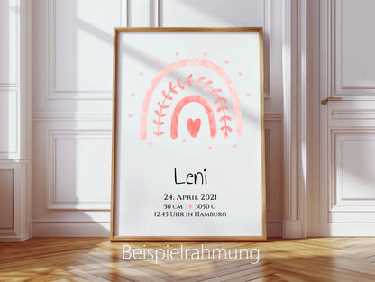 Personalisiertes Babygeschenk zur Geburt & Taufe mit Regenbogen, Geburtdaten oder Taufdaten - Taufgeschenk Geschenkidee