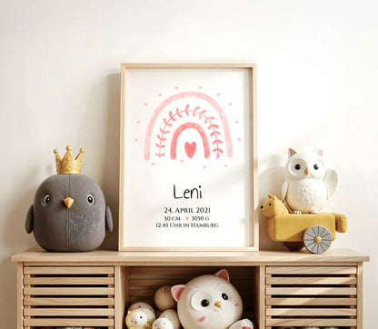 Personalisiertes Babygeschenk zur Geburt & Taufe mit Regenbogen, Geburtdaten oder Taufdaten - Taufgeschenk Geschenkidee