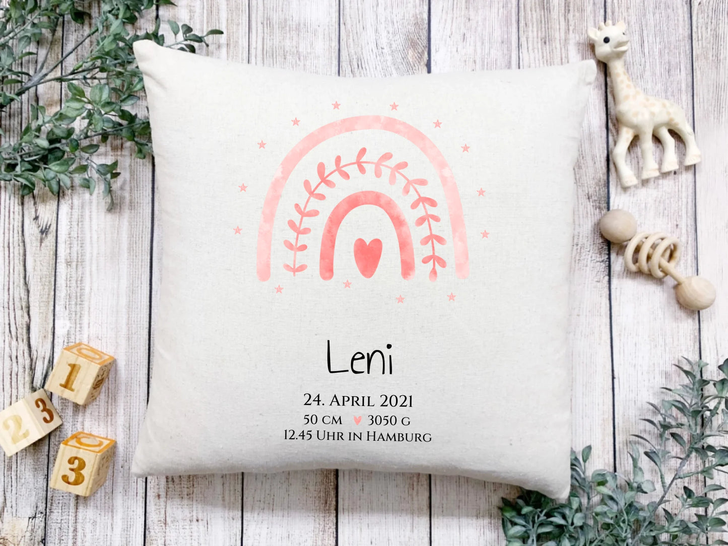 Personalisiertes Babygeschenk zur Geburt & Taufe mit Regenbogen, Geburtdaten oder Taufdaten - Taufgeschenk Geschenkidee