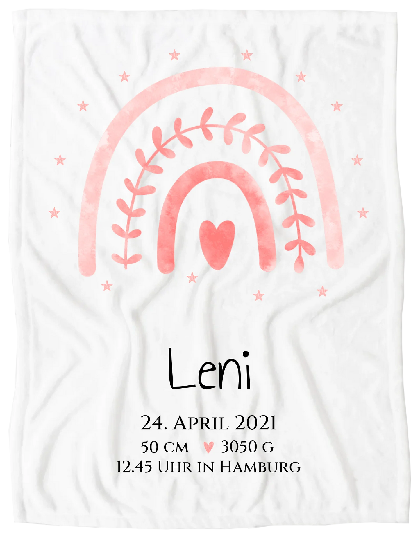 Personalisiertes Babygeschenk zur Geburt & Taufe mit Regenbogen, Geburtdaten oder Taufdaten - Taufgeschenk Geschenkidee Blanket Premium Kuscheldecke 100 x 70 cm 27" x 40"