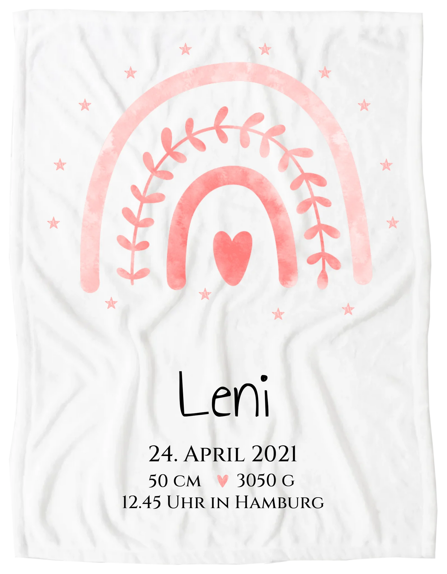 Personalisiertes Babygeschenk zur Geburt & Taufe mit Regenbogen, Geburtdaten oder Taufdaten - Taufgeschenk Geschenkidee Blanket Premium Kuscheldecke 150 x 100 cm 40" x 60"