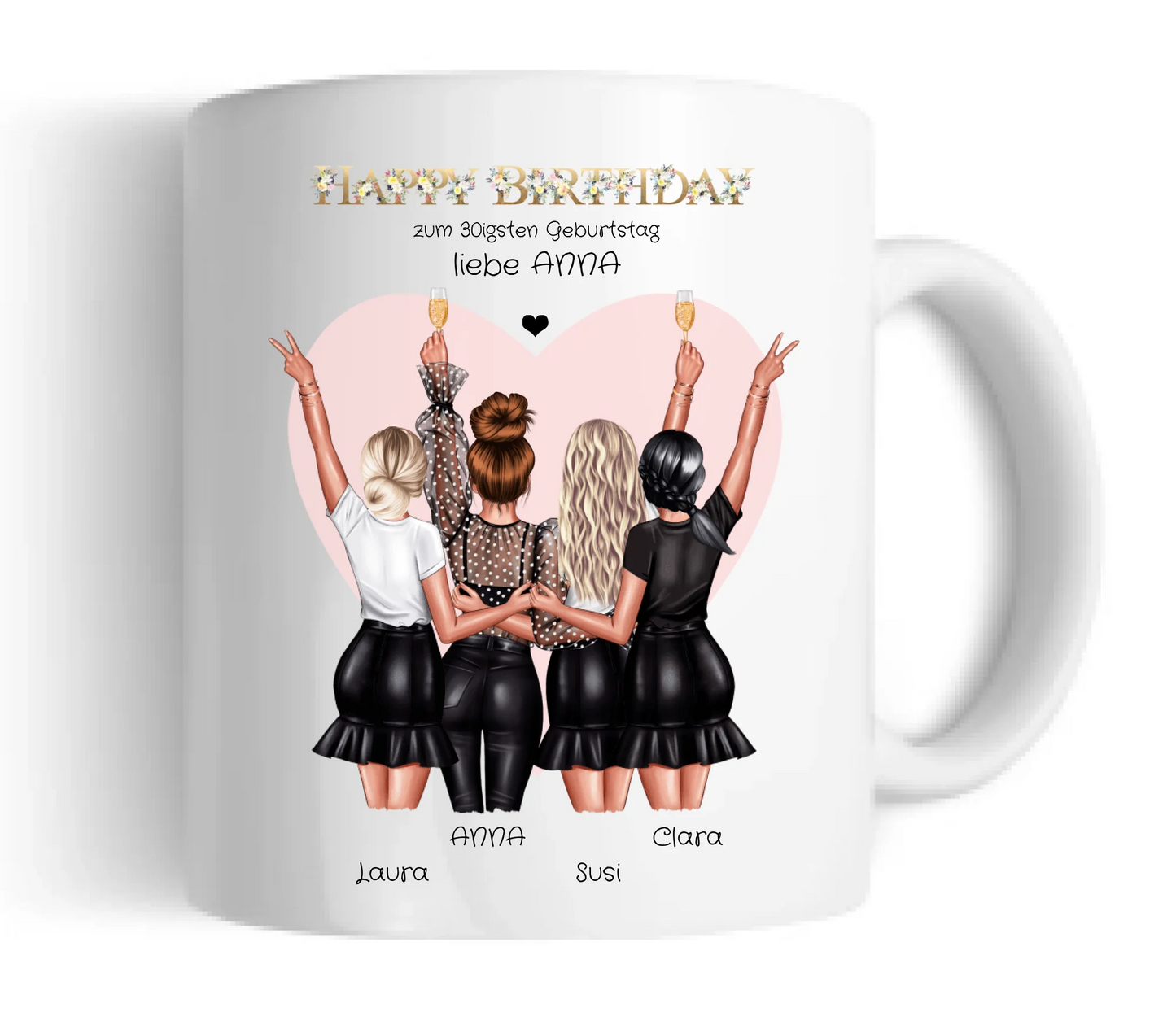 Personalisierte Tasse für die beste Freundin zum 30 Geburtstag - Geschenkidee 20, 25, 35 Geburtstag - Geschenk Schwester, Kollegin Keramiktasse 330 ml Mug Classic - Panorama