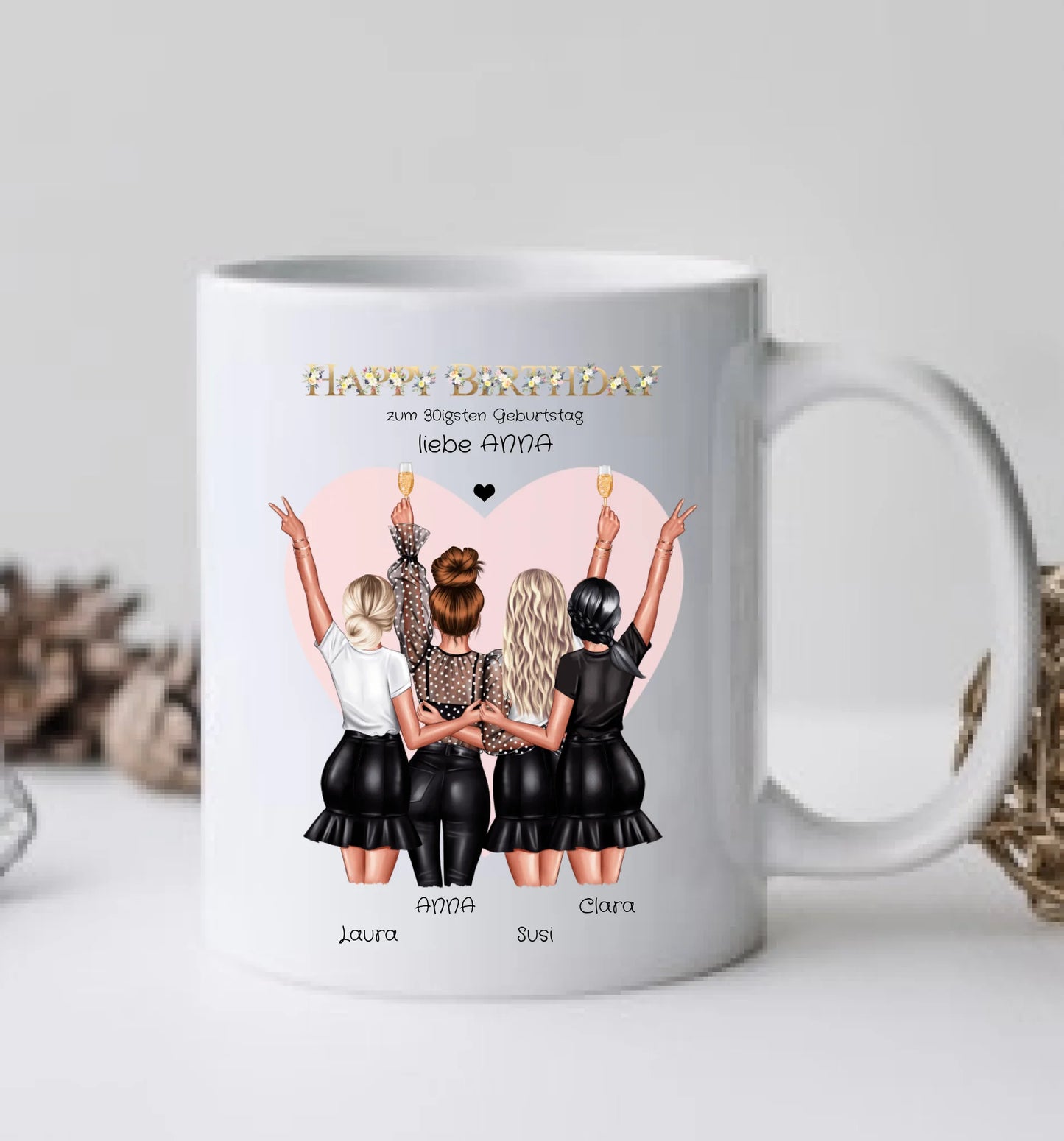 Personalisierte Tasse für die beste Freundin zum 30 Geburtstag - Geschenkidee 20, 25, 35 Geburtstag - Geschenk Schwester, Kollegin