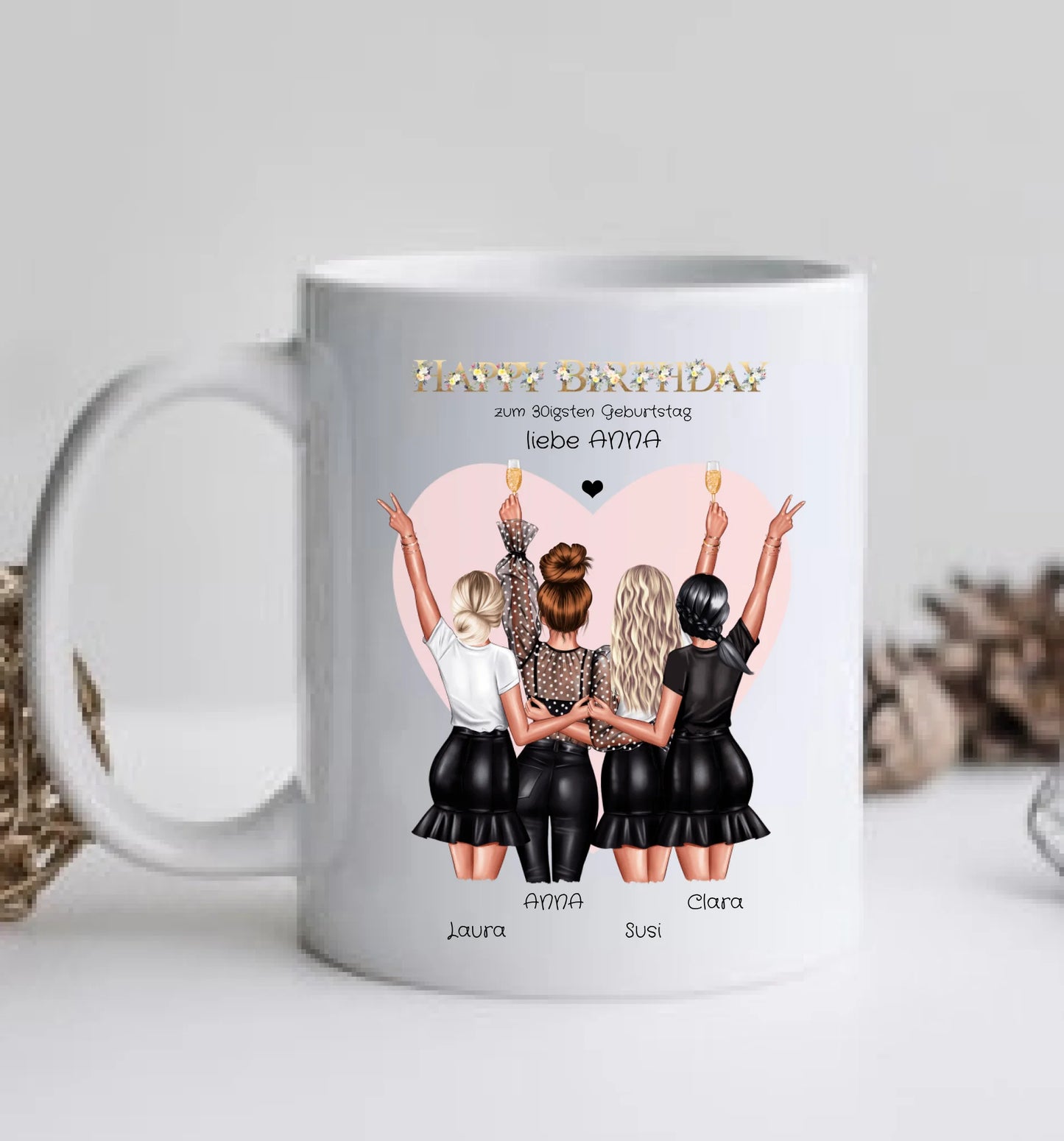 Personalisierte Tasse für die beste Freundin zum 30 Geburtstag - Geschenkidee 20, 25, 35 Geburtstag - Geschenk Schwester, Kollegin