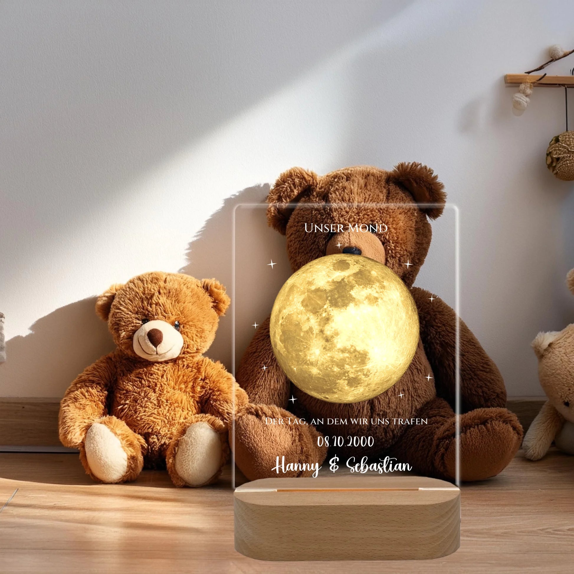 Personalisiertes LED Acryl Licht "Unser Mond" Mondphase als romantisches Valentinstag Geschenk / Hochzeitsgeschenk
