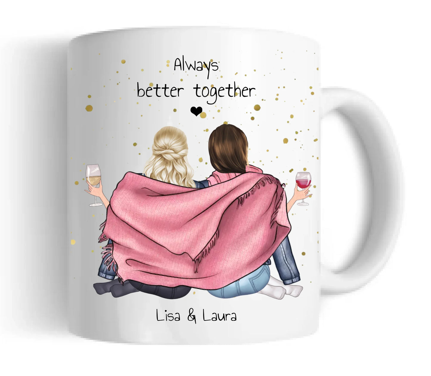 2 Beste Freundinnen Geschenk - Personalisierte Tasse / Kaffeebecher mit 2 Mädchen Geburtstagsgeschenk Keramiktasse 330 ml Mug Classic - Panorama
