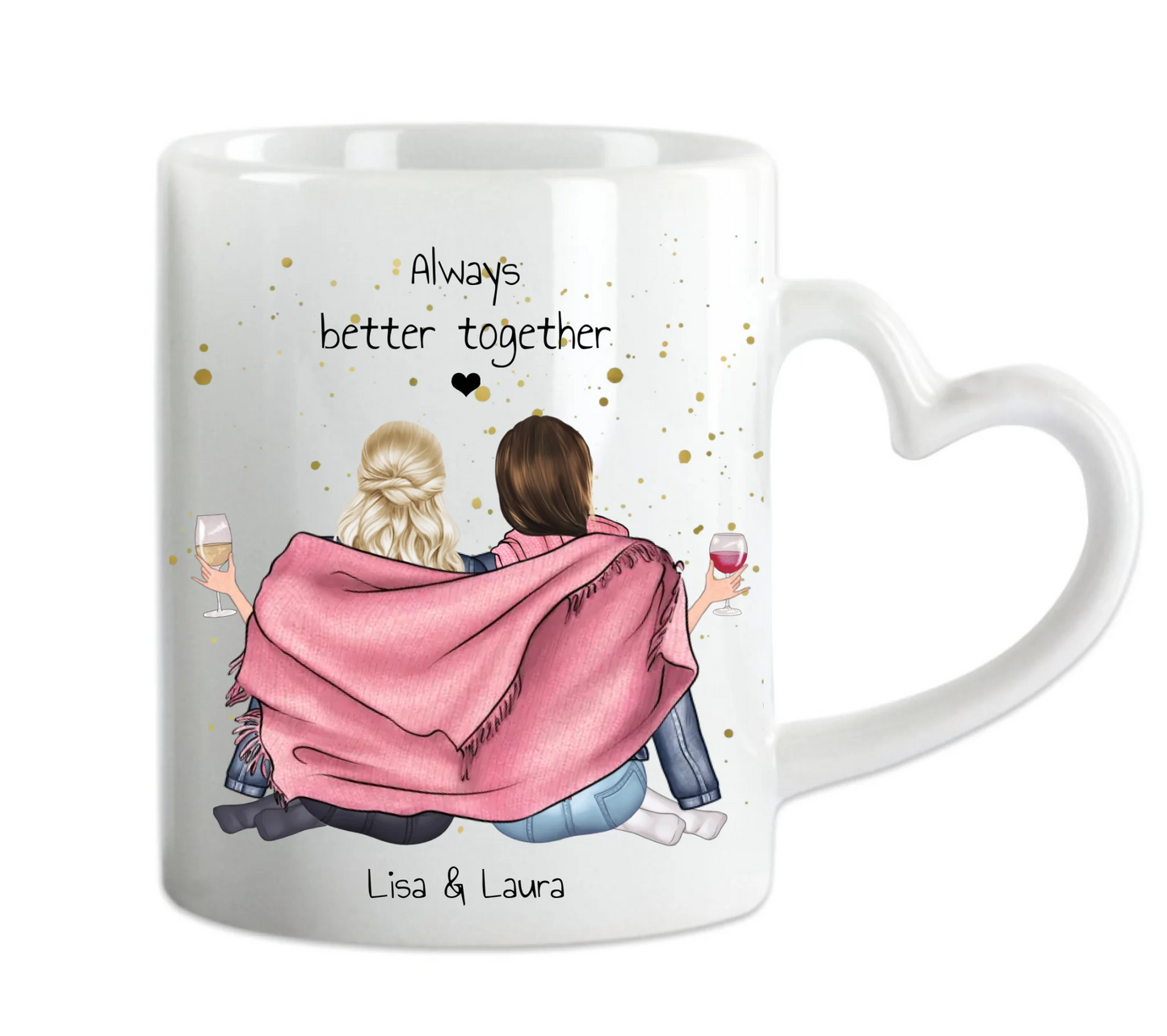 2 Beste Freundinnen Geschenk - Personalisierte Tasse / Kaffeebecher mit 2 Mädchen Geburtstagsgeschenk Herzhenkeltasse Default Mug Classic - Panorama