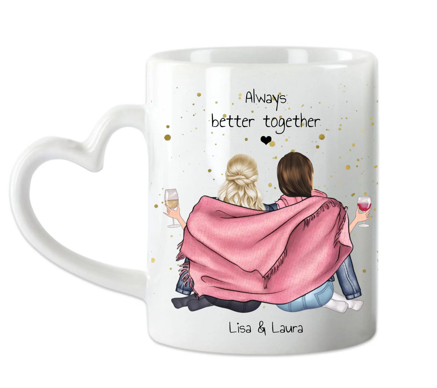 2 Beste Freundinnen Geschenk - Personalisierte Tasse / Kaffeebecher mit 2 Mädchen Geburtstagsgeschenk