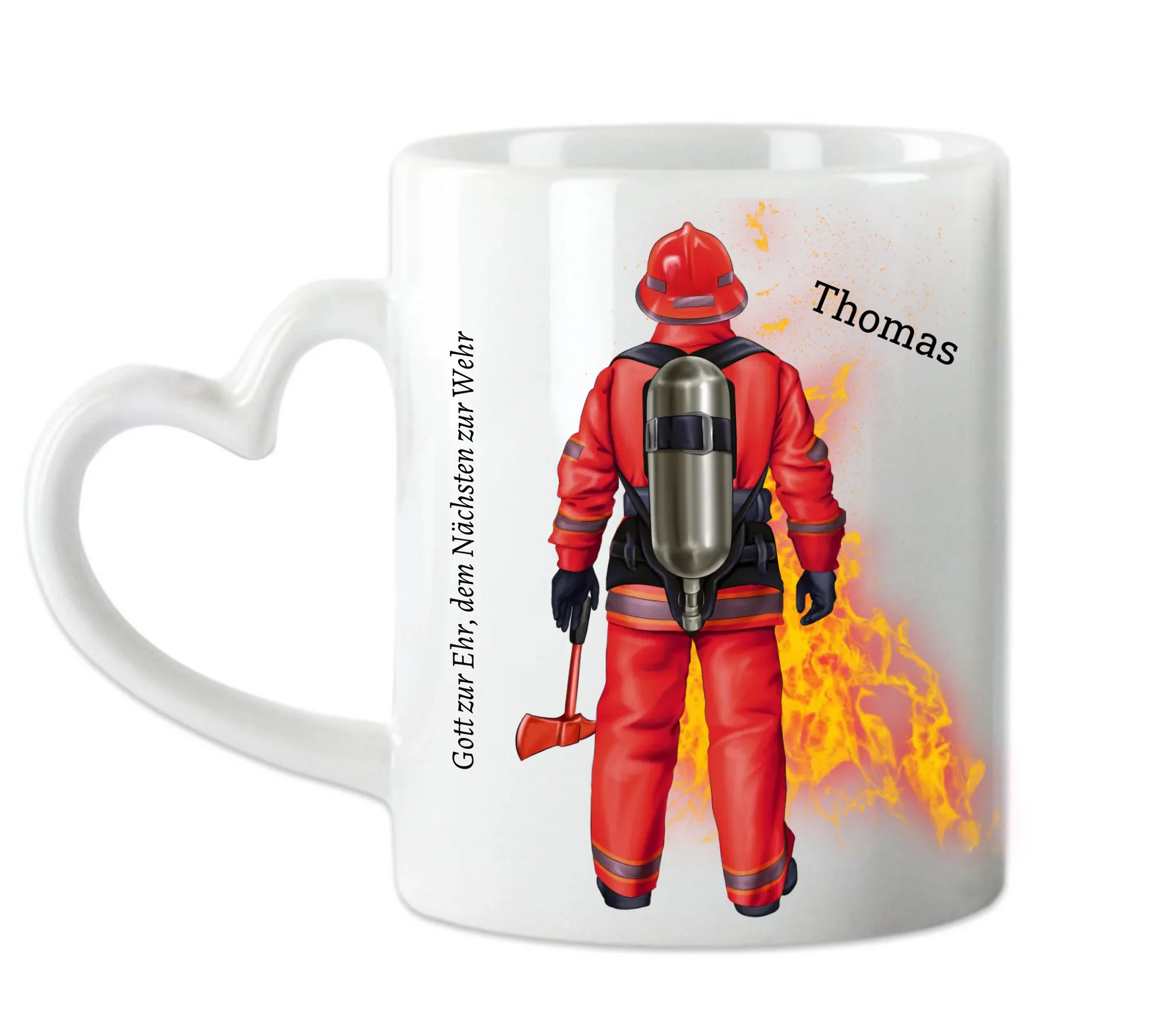 Personalisierte Feuerwehr Tasse mit Namen & Spruch – Geschenk für Kollegen & Feuerwehrmann