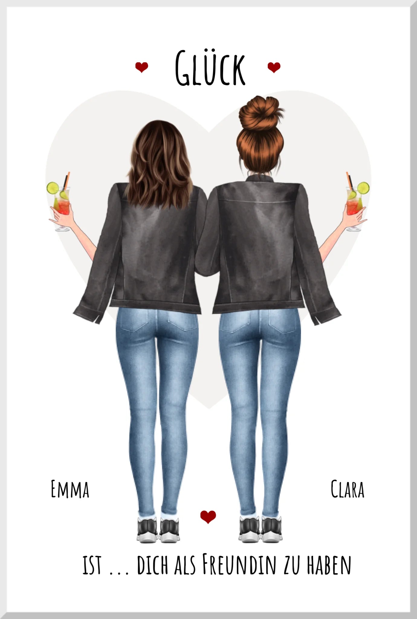 2 beste Freundinnen Poster Geschenk personalisiert - Glück ist - Geburtstagsgeschenk Bild Leinwanddruck Leinwandbild