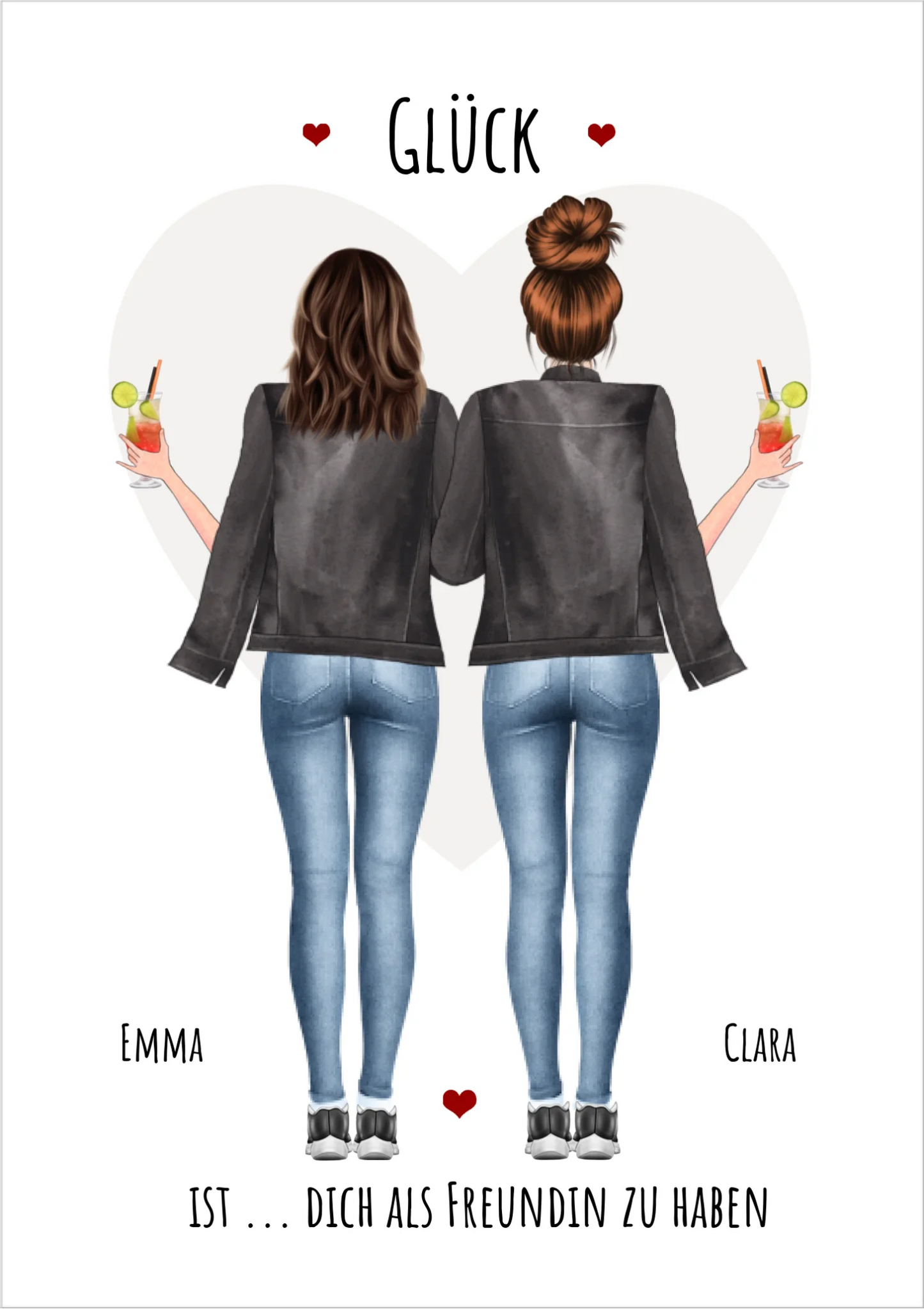 2 beste Freundinnen Poster Geschenk personalisiert - Glück ist - Geburtstagsgeschenk Bild !!! Digitale Datei zum Selberdrucken - kein Poster !!! Digitale Datei zum Selberdrucken - kein Poster A4 A3 A2