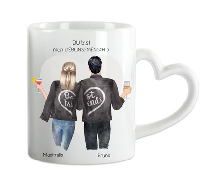 Personalisiertes Kaffeebecher Geschenk für Freundin, Freund, Partnergeschenk, Geburtstagsgeschenk Tasse Herzhenkeltasse Default Mug Classic - Panorama
