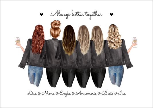 6 beste Freundinnen Poster Geschenk mit Spruch personalisiert - Beste Freundin Bild Geburtstagsgeschenk personalsiert Poster Poster