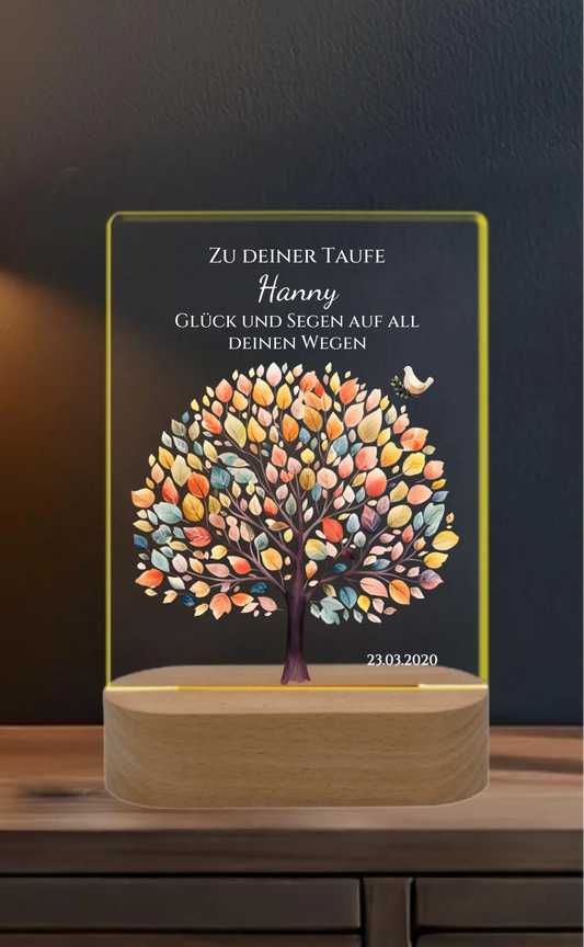 Zur Taufe Taufgeschenk / Geburtsgeschenk - Personalisiertes Baby & Kinder - LED Nachtlicht Lebensbaum 2