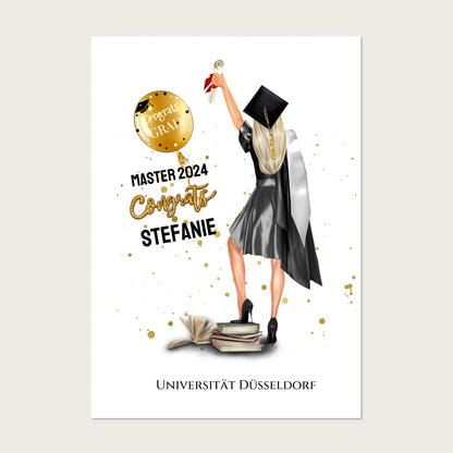 Abschlussgeschenk personalisiertes Poster Geschenk Bachelor - Geschenk Master - Geschenk Abitur - Schulabschluss Mädchen, Frau !!! Digitale Datei zum Selberdrucken - kein Poster !!! Digitale Datei zum Selberdrucken - kein Poster A4 A3 A2