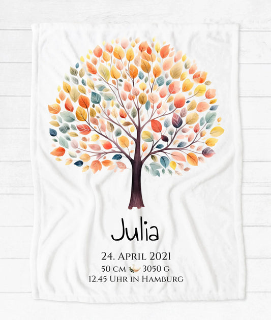 Personalisiertes Geburtsgeschenk / Taufgeschenk: Decke mit Lebensbaum. Jetzt gestalten!