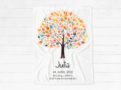 Personalisiertes Geburtsgeschenk / Taufgeschenk: Decke mit Lebensbaum. Jetzt gestalten!