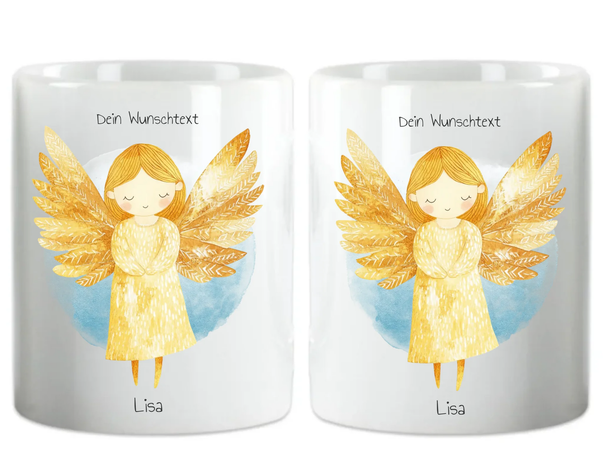 Schutzengel Geschenk - personalisierte Keramiktasse für alle Anlässe mit Name und Wunschtext Keramiktasse 330 ml Mug Classic - Panorama