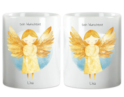Schutzengel Geschenk - personalisierte Keramiktasse für alle Anlässe mit Name und Wunschtext Keramiktasse 330 ml Mug Classic - Panorama