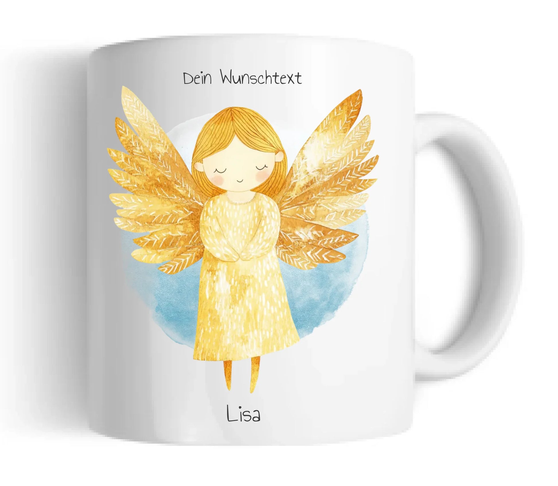 Schutzengel Geschenk - personalisierte Keramiktasse für alle Anlässe mit Name und Wunschtext