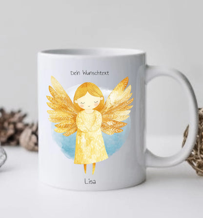Schutzengel Geschenk - personalisierte Keramiktasse für alle Anlässe mit Name und Wunschtext