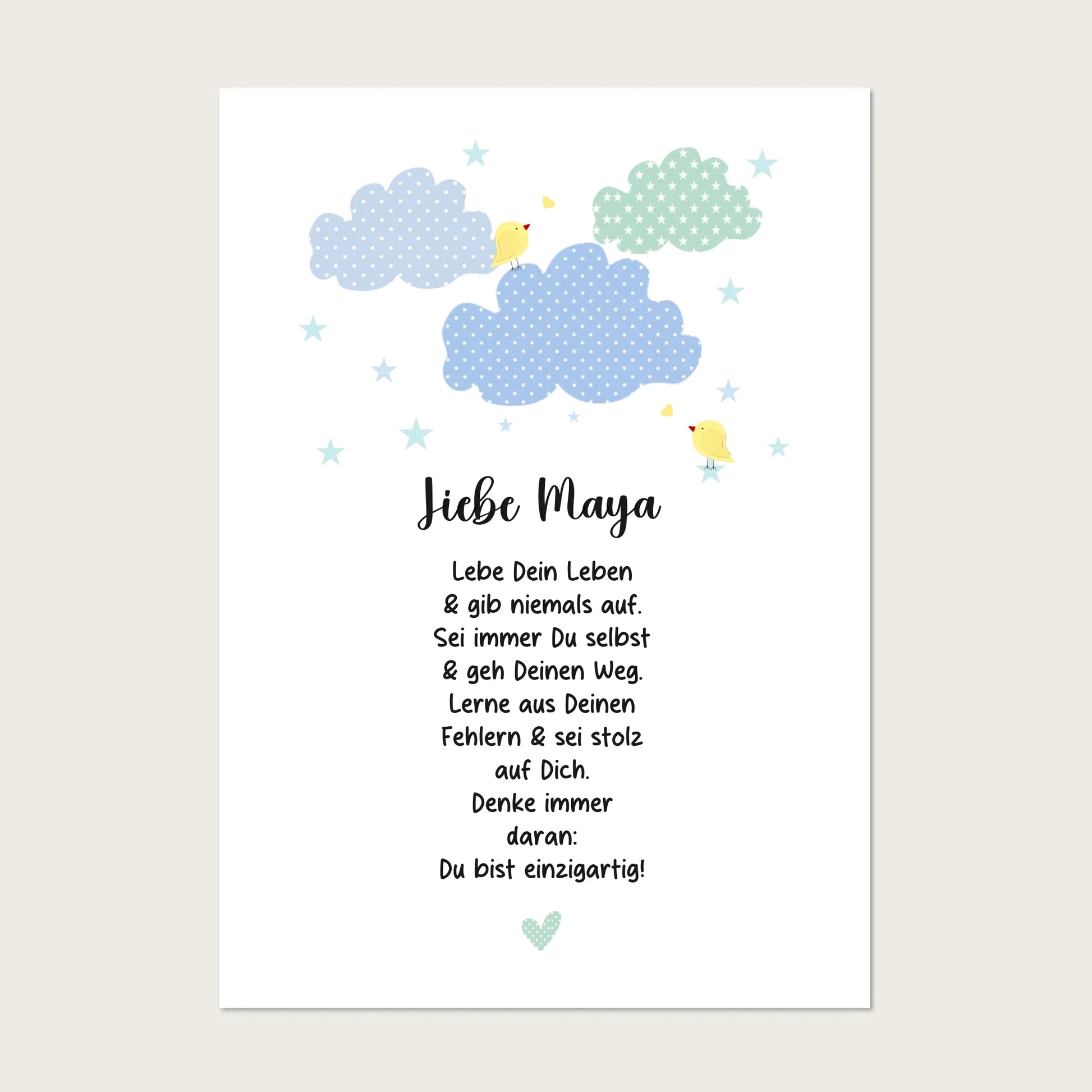 Personalisiertes Motivationsposter "Wolke" Kinderposter - Kissen - Kinderdecke mit Namen und Spruch