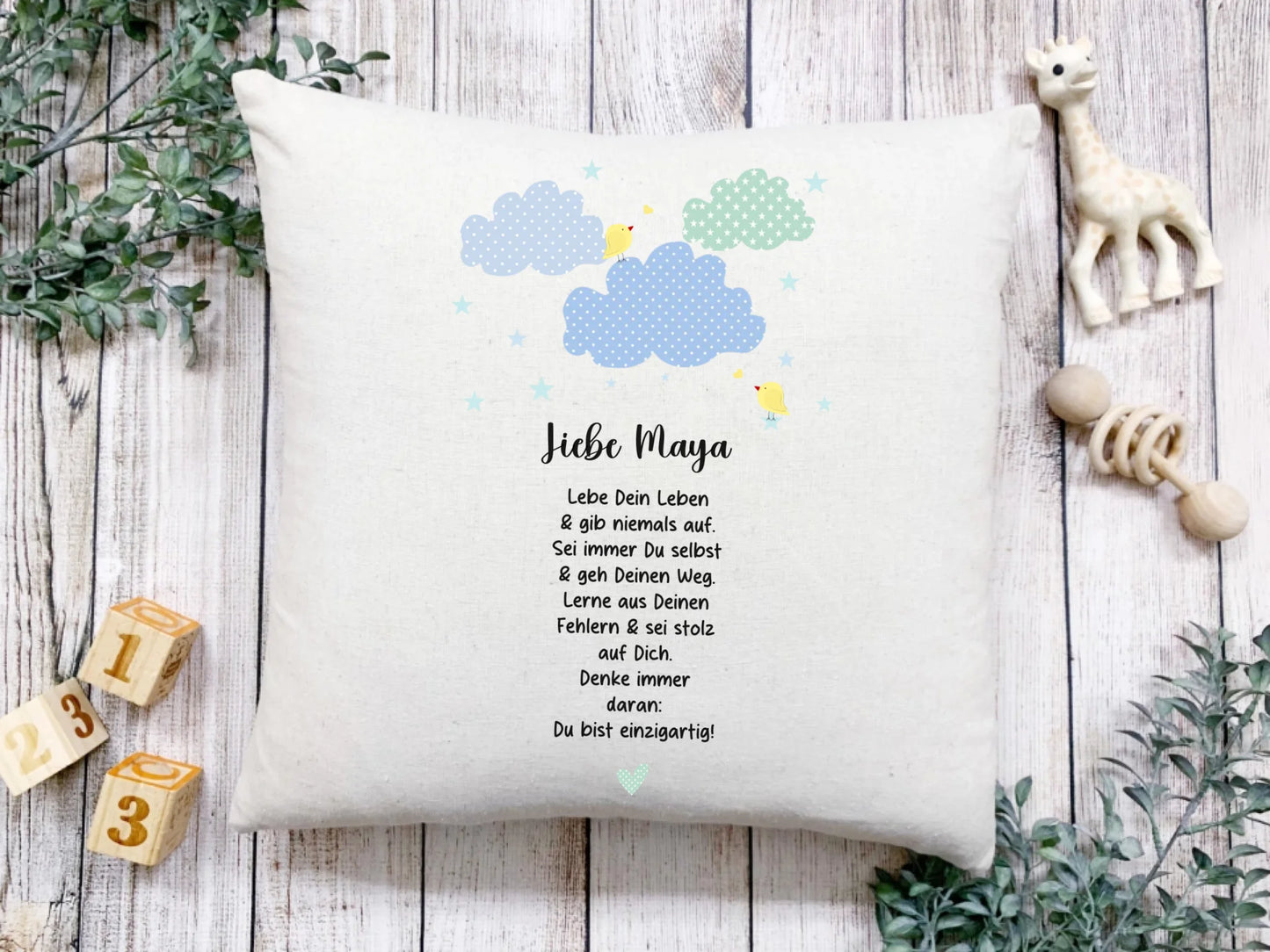 Personalisiertes Motivationsposter "Wolke" Kinderposter - Kissen - Kinderdecke mit Namen und Spruch