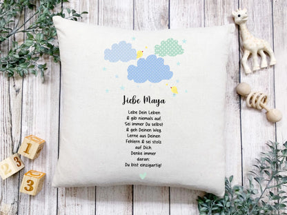 Personalisiertes Motivationsposter "Wolke" Kinderposter - Kissen - Kinderdecke mit Namen und Spruch