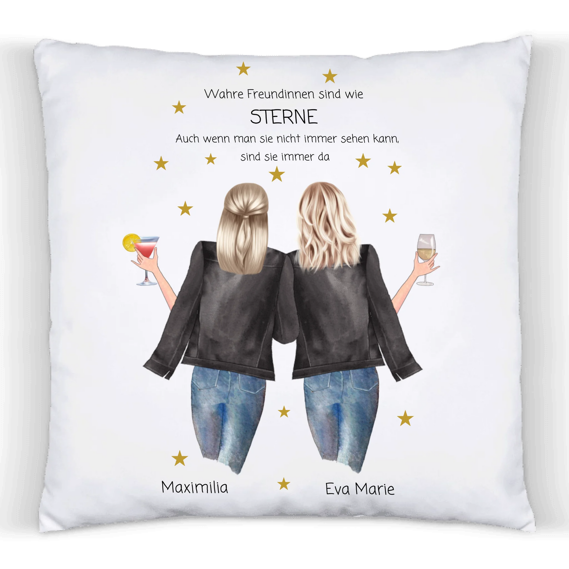 Geschenk für Freundin - 2 Beste Freundinnen Kissen Geschenk personalisiertes mit Namen & Spruch - Geburtstagsgeschenk & Weihnachtsgeschenk Freundin Premium Kissen (Plüschoberfläche) Premium Kissen