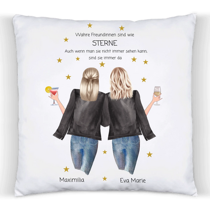 Geschenk für Freundin - 2 Beste Freundinnen Kissen Geschenk personalisiertes mit Namen & Spruch - Geburtstagsgeschenk & Weihnachtsgeschenk Freundin Premium Kissen (Plüschoberfläche) Premium Kissen