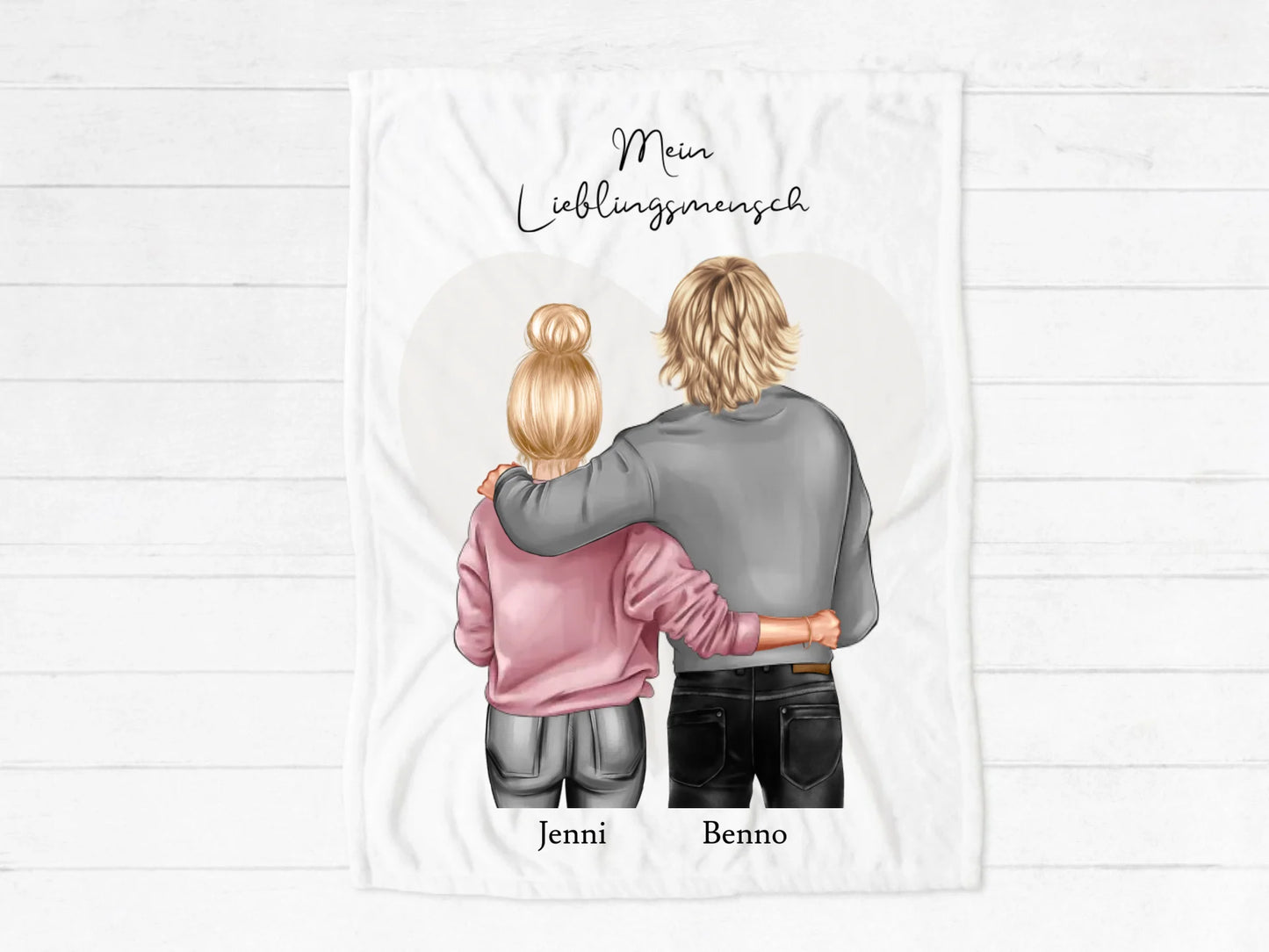 Kuscheldecke personalisiert für Paare – Geschenkidee mit Namen & Motiv - Partnerschaftsgeschenk