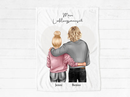 Kuscheldecke personalisiert für Paare – Geschenkidee mit Namen & Motiv - Partnerschaftsgeschenk