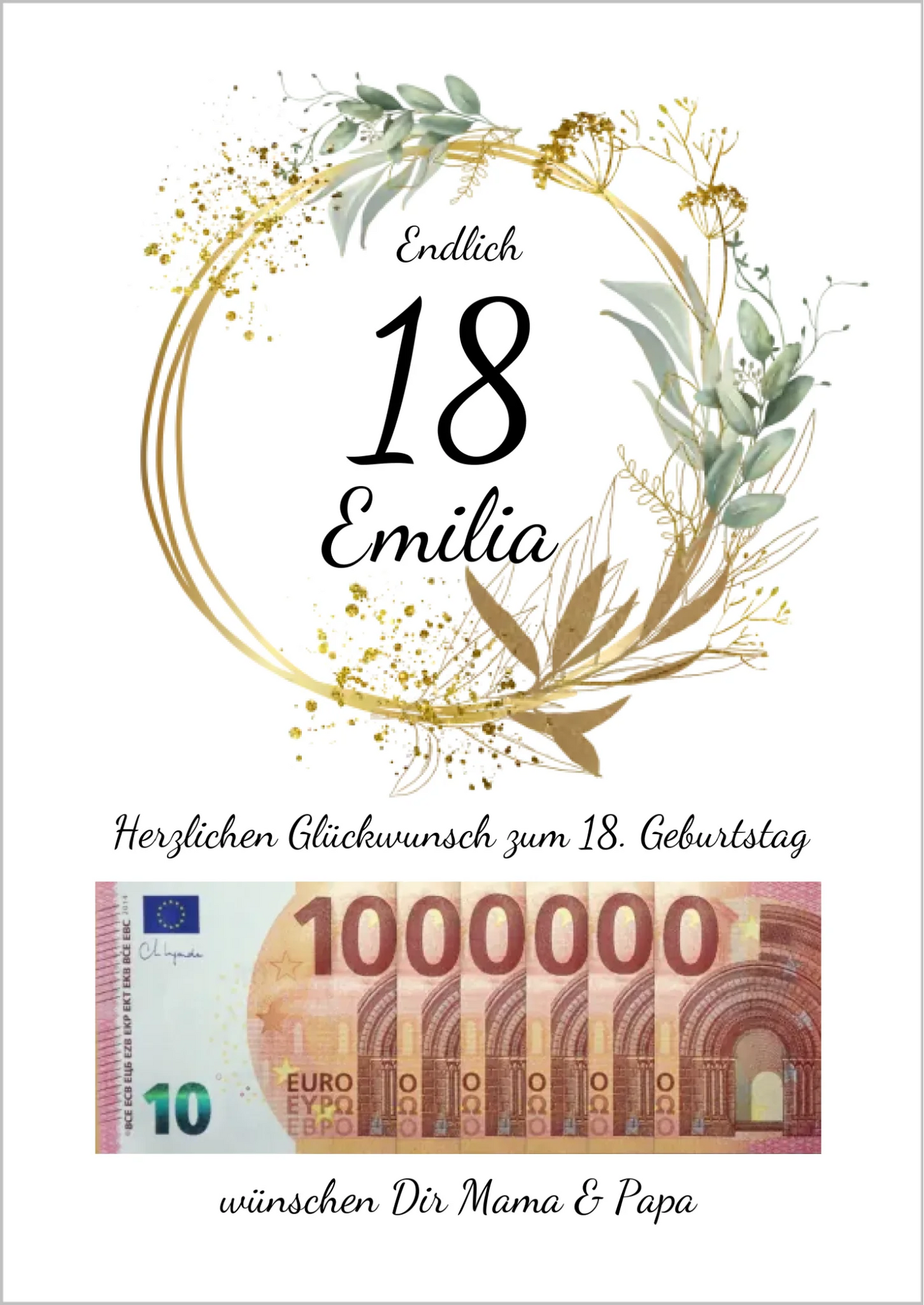 Geldgeschenk Wunscherfüller 18 Geburtstag - Personalisiertes Geschenk, Geburtstagsgeschenk 1. Million Digitale Datei zum Selberdrucken !!! Digitale Datei zum Selberdrucken - kein Poster Ausdruckbare Formate: A4 A3 A2