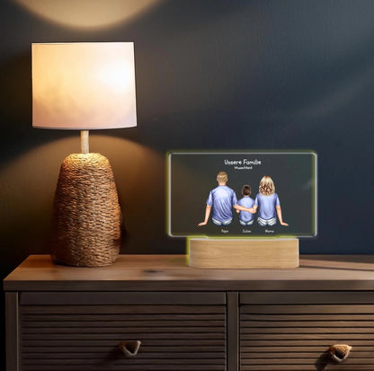 Geschenk Muttertag / Vatertag - Personalisiertes LED Deko Licht ''Familie mit 1 Kind