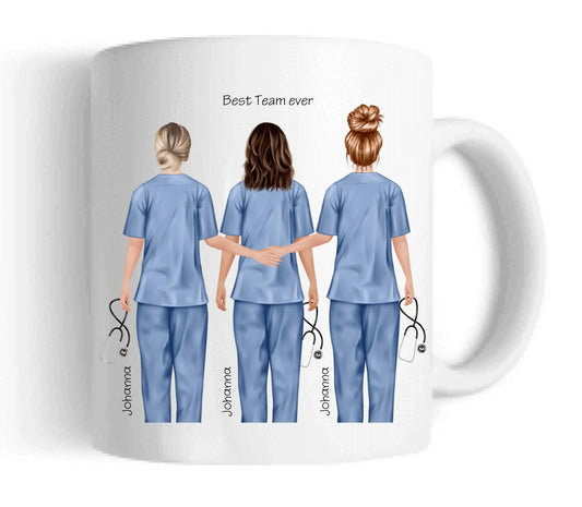 Personalisiertes Tasse 3 Beste Krankenschwestern Geschenk, Team Tasse, Kaffeebecher Keramiktasse 330 ml Mug Classic - Panorama